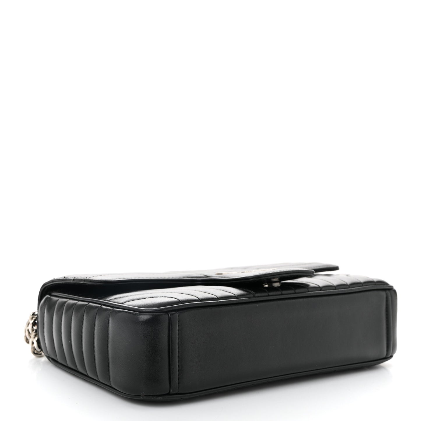 Soft Calfskin Impunture Diagramme Medium Chain Flap Shoulder Bag Black