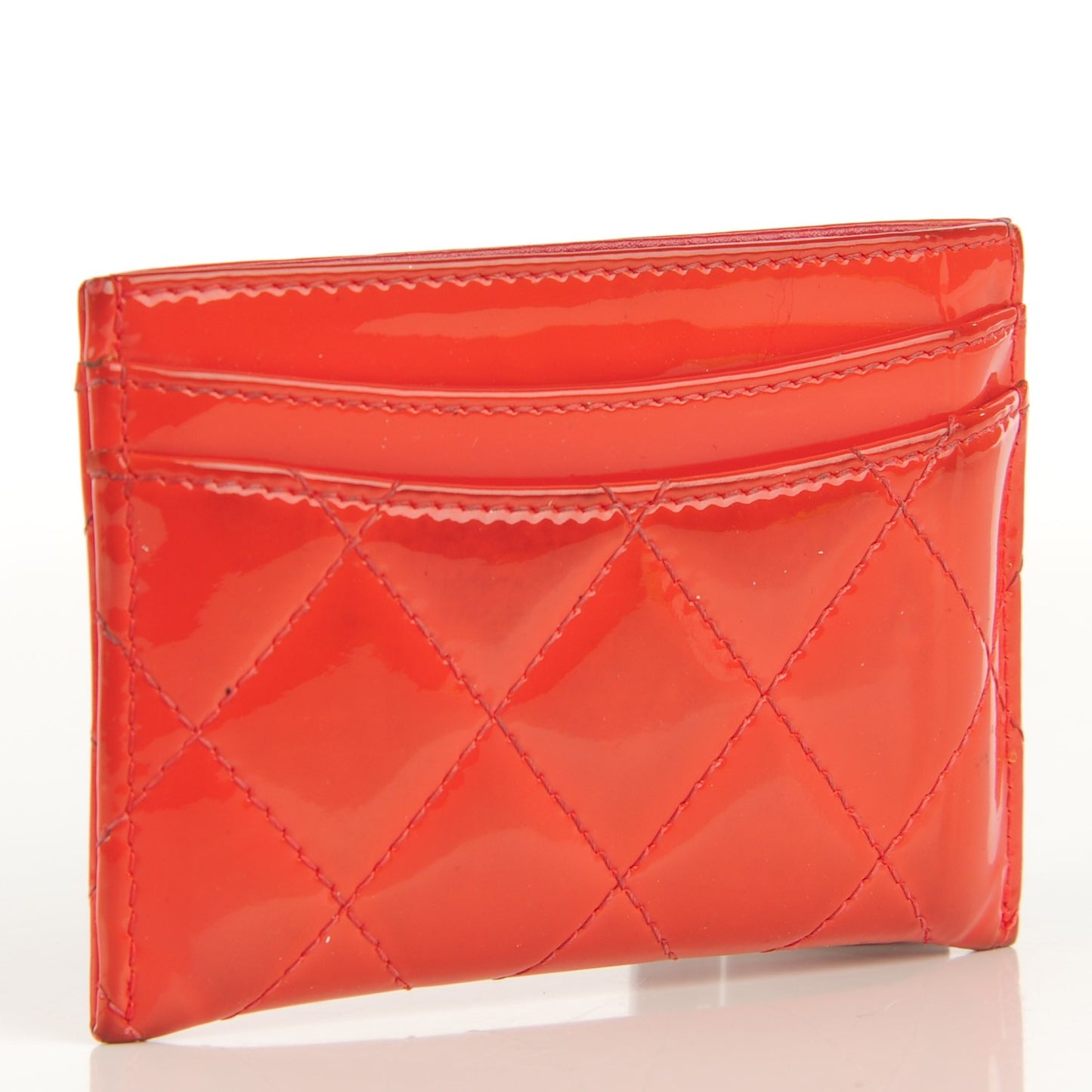 Patent Quilted Card Holder Case Dark Pink