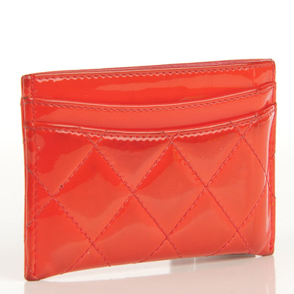 Chanel Patent Quilted Card Holder Case Dark Pink 2 of 7