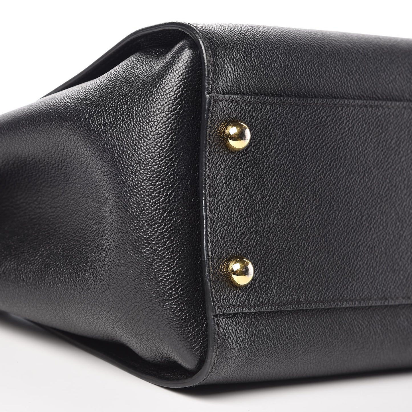 Soft Grain Calfskin Medium Buckle Tote Black