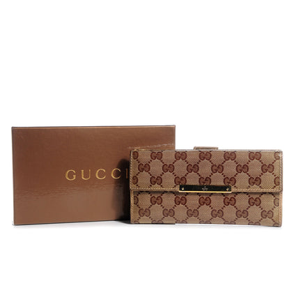 Gucci Crystal Monogram Metal Bar Continental Flap Wallet Gold 8 of 8