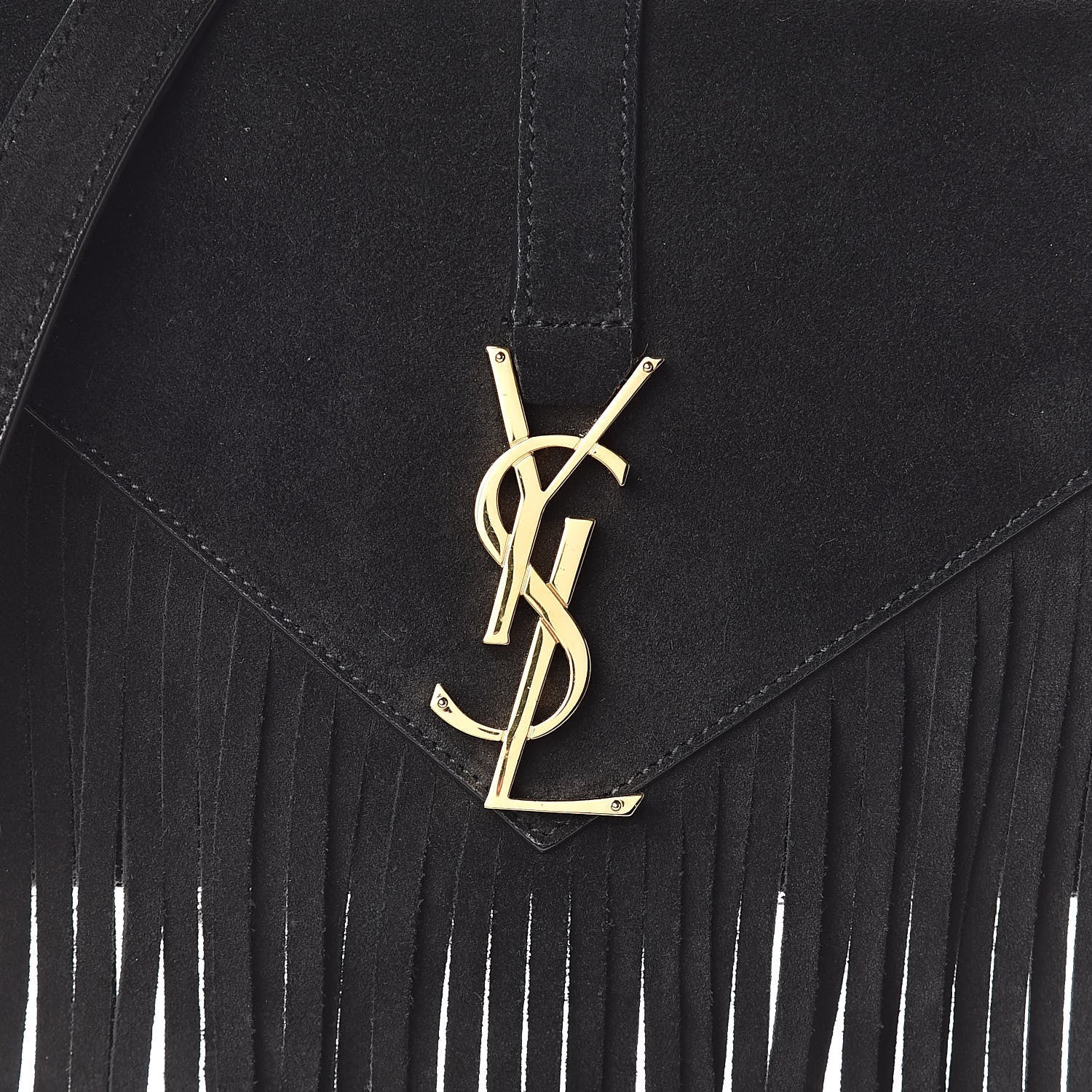 Saint Laurent Suede Fringe Small Monogram Satchel Black 7 of 9
