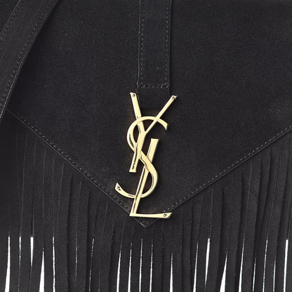 Saint Laurent Suede Fringe Small Monogram Satchel Black 7 of 9