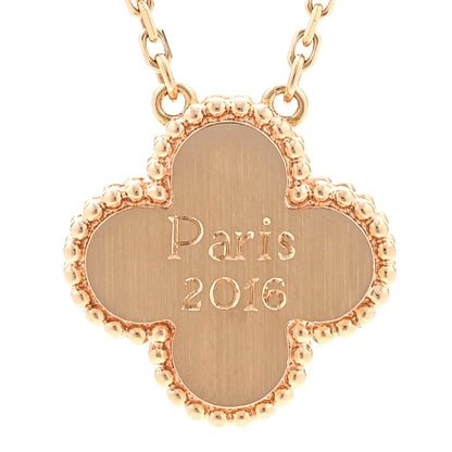 Van Cleef & Arpels 18K Rose Gold Diamond Black Onyx Vintage Alhambra Pendant Necklace 6 of 7