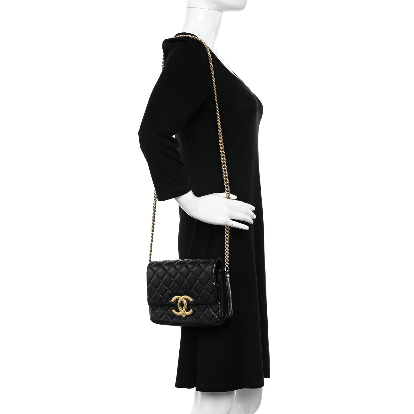 Lambskin Quilted Mini Maxi CC Flap Black