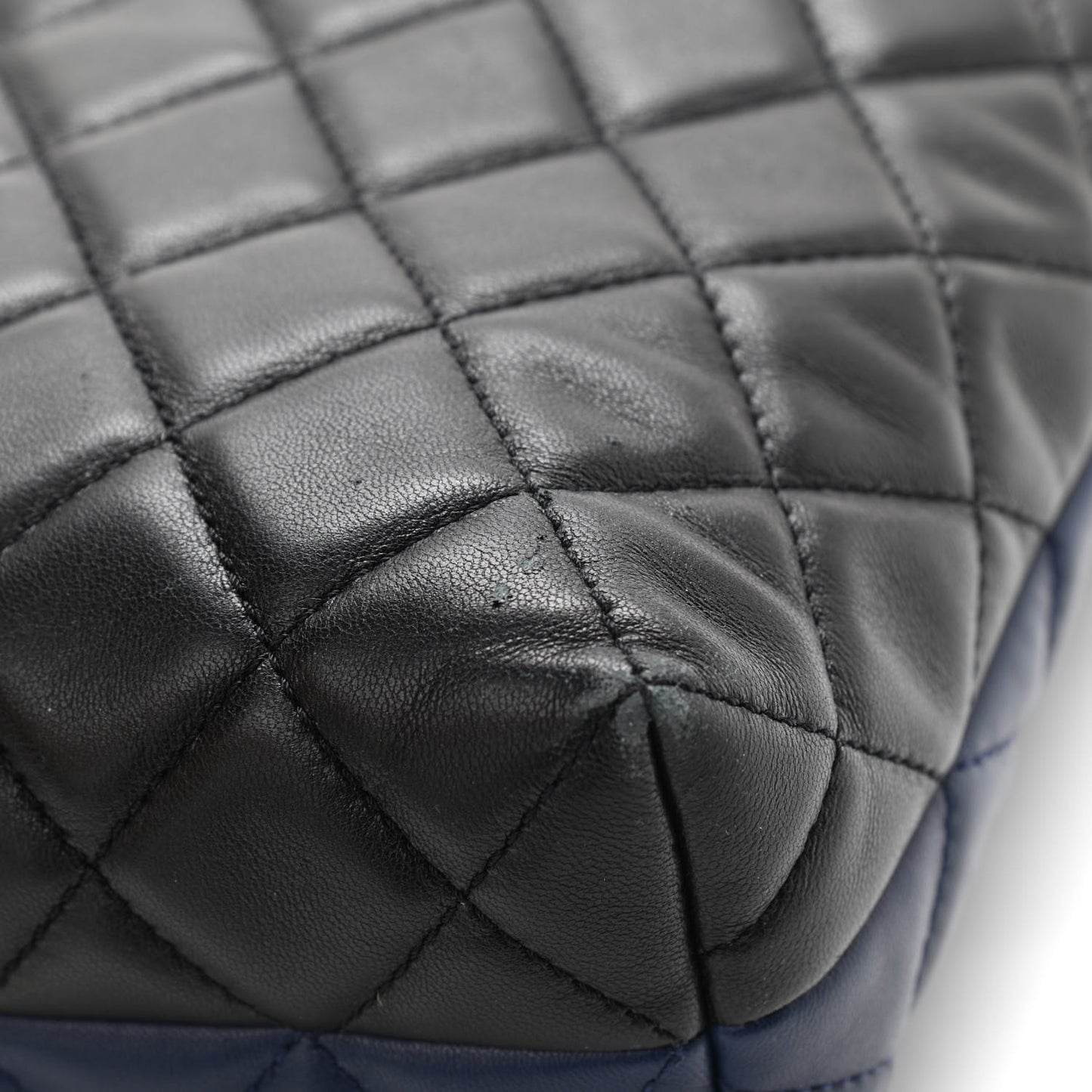 Lambskin Quilted Small Urban Delight Tote Black Blue
