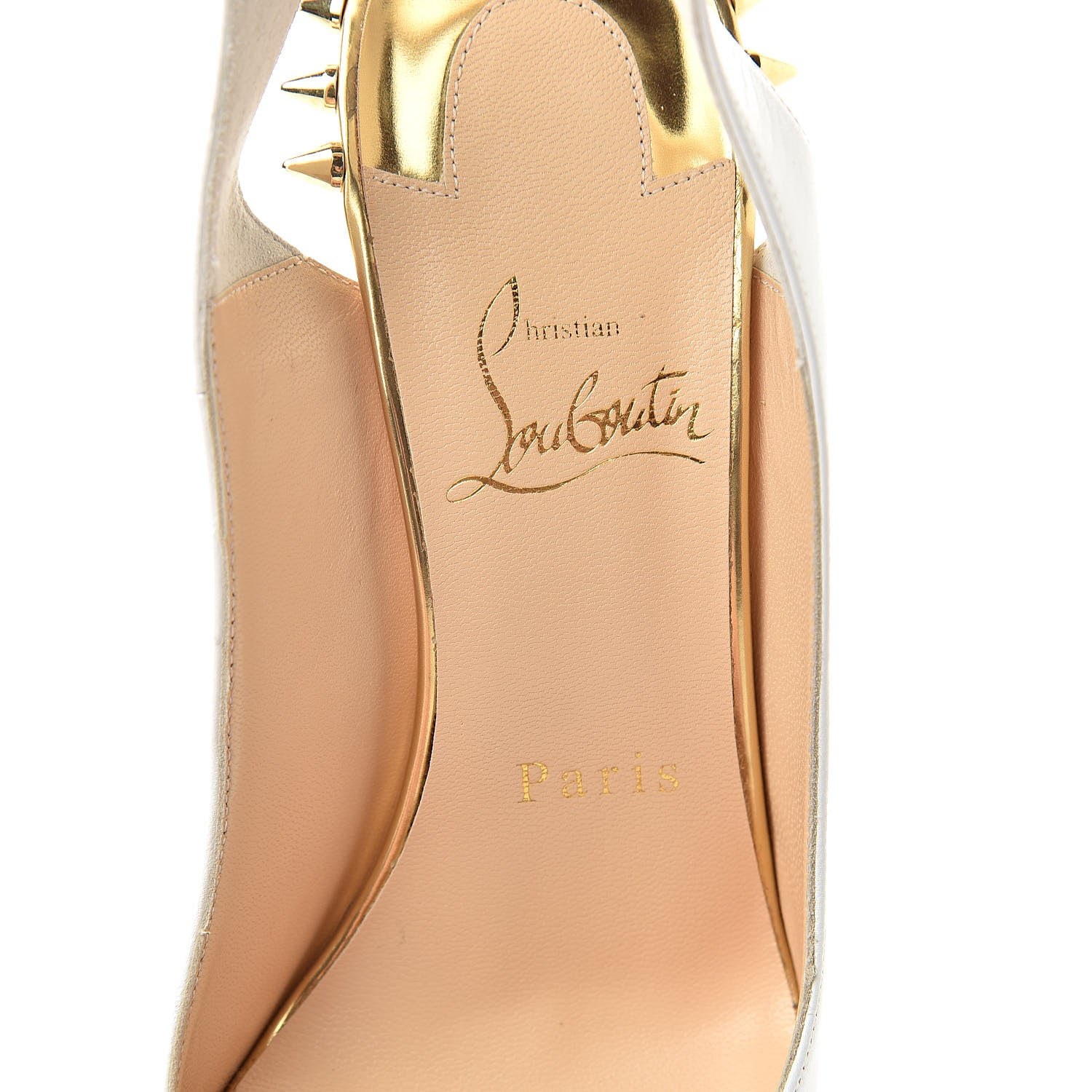 Christian Louboutin Kid Specchio Survivita 100 Slingback Pumps 36 White Gold 7 of 10