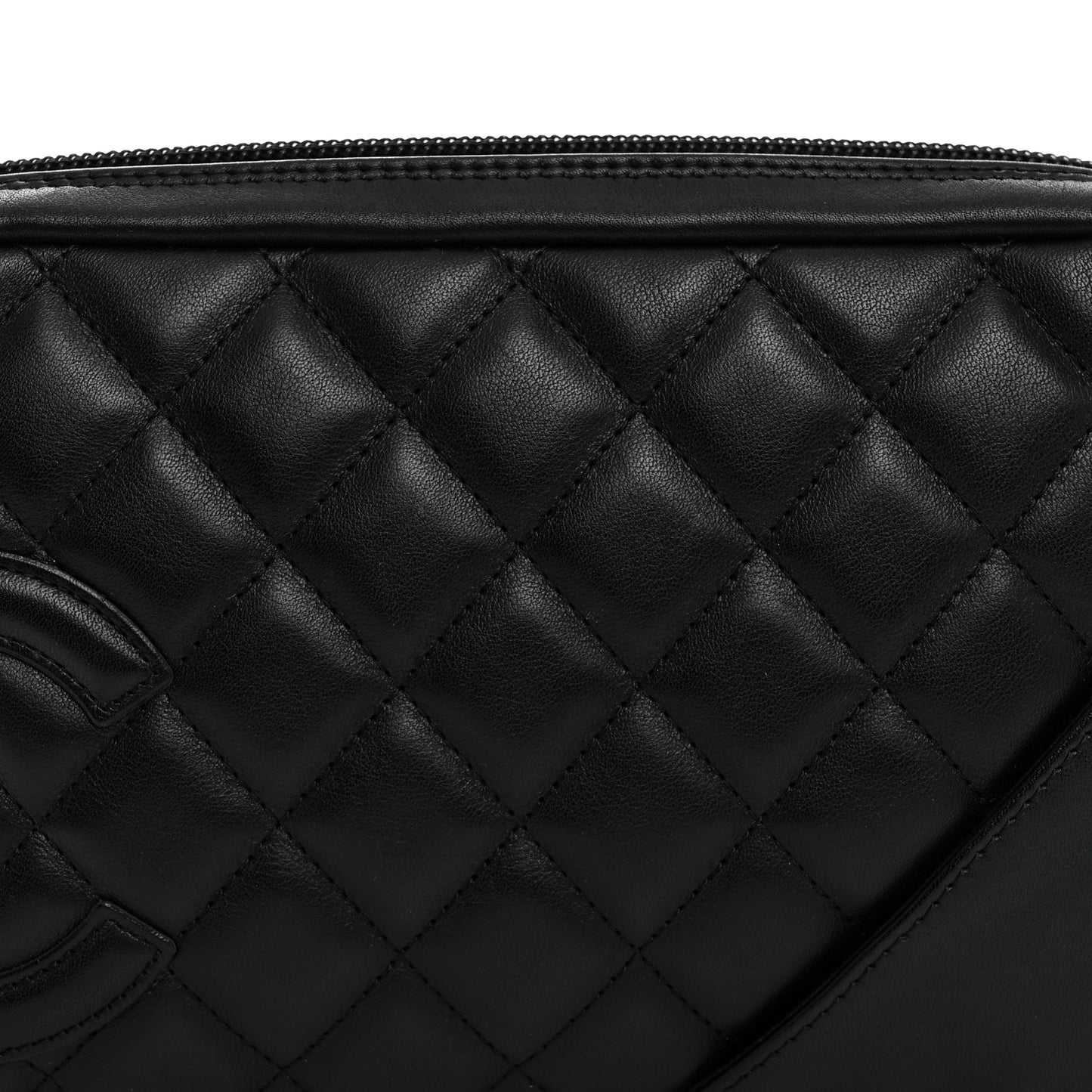 Calfskin Quilted Cambon Pochette Black