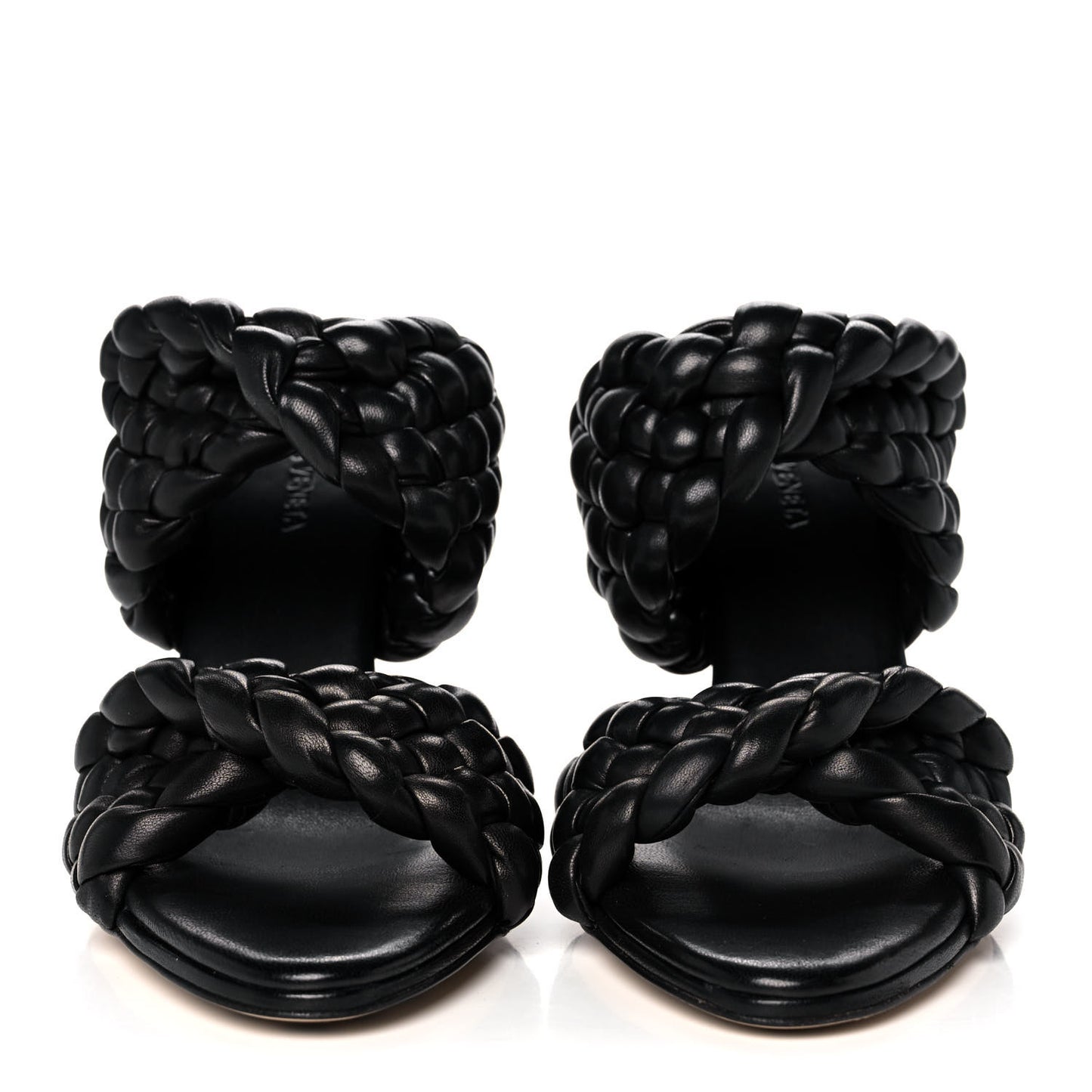 Nappa Twisted Padded Intrecciato Curve Slide Sandals 39 Black