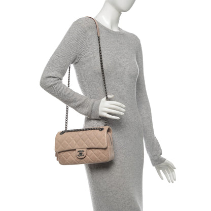 Chanel Glazed Calfskin Quilted Medium Duo Color Flap Light Pink 2 of 7