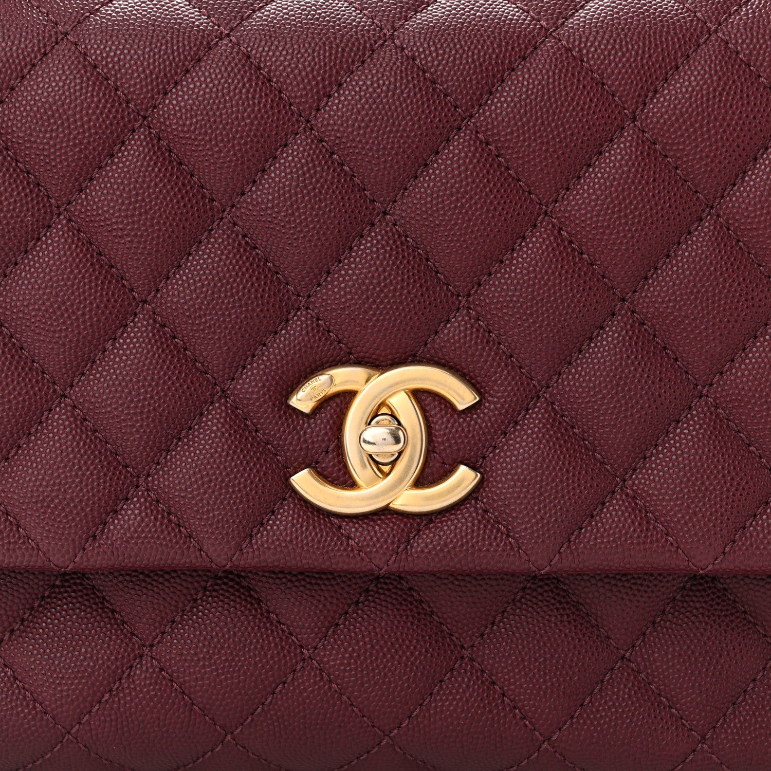 Chanel Caviar Lizard Embossed Quilted Small Coco Handle Flap Burgundy 8 of 12