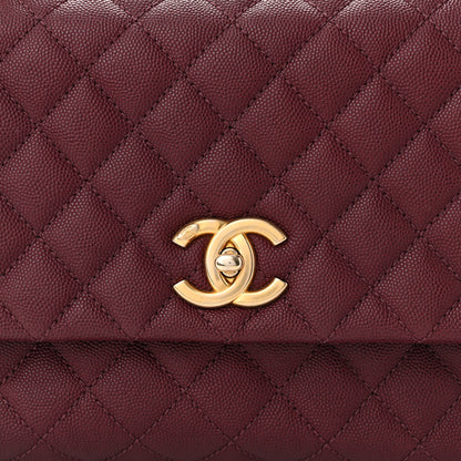 Chanel Caviar Lizard Embossed Quilted Small Coco Handle Flap Burgundy 8 of 12