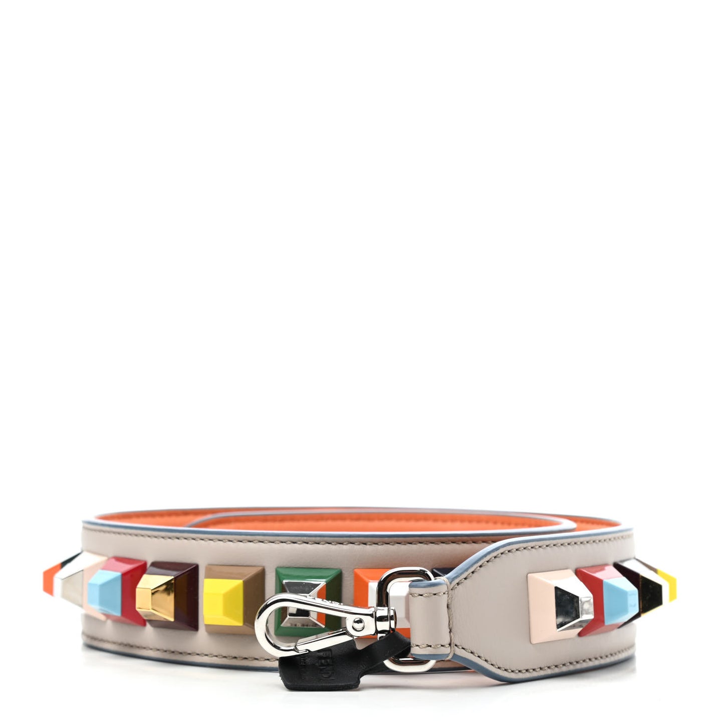 Vitello Dolce Plexiglass Bi-Color Studded Strap You Grigio Polvere Arancio Multicolor