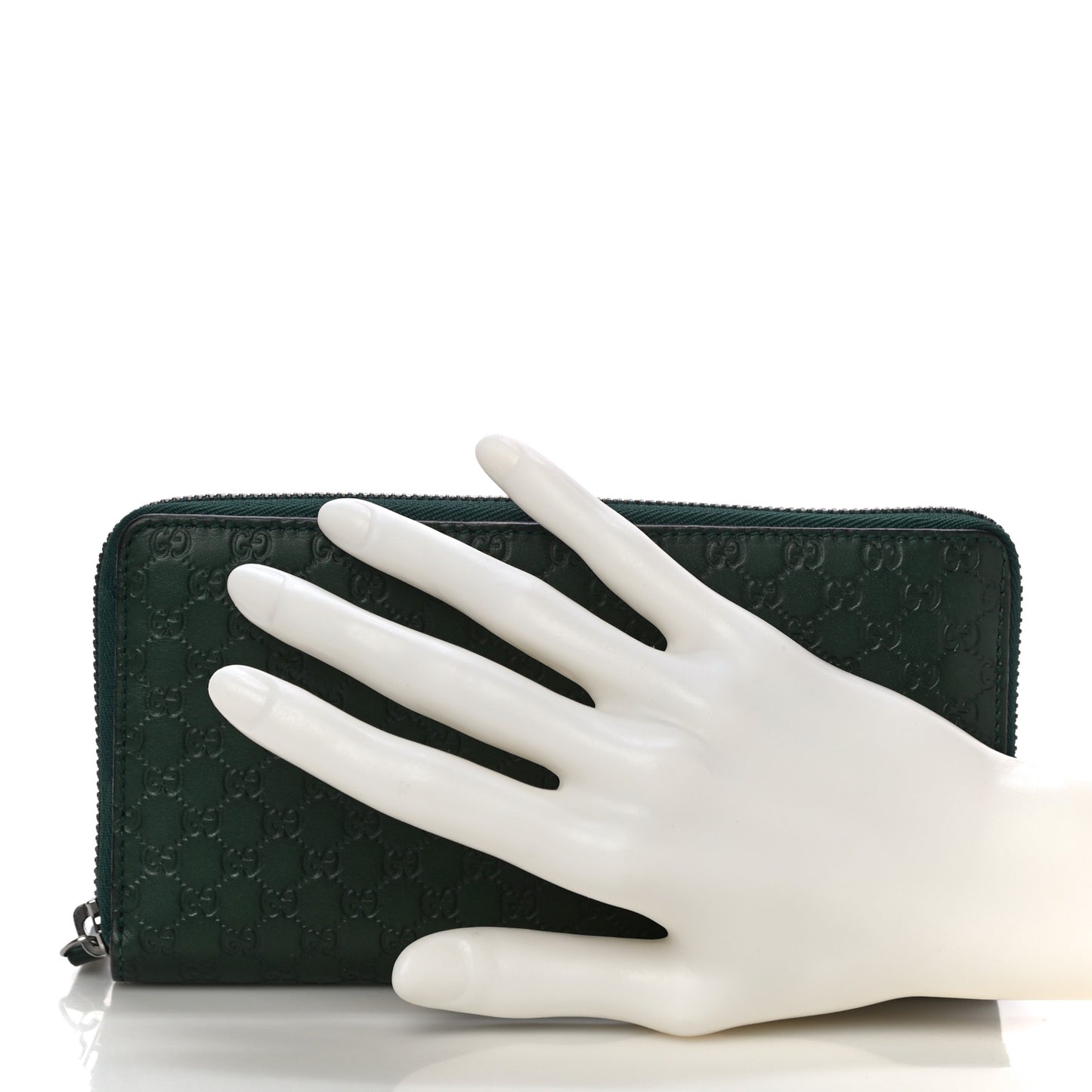 Microguccissima Zip Around Wallet Dark Green