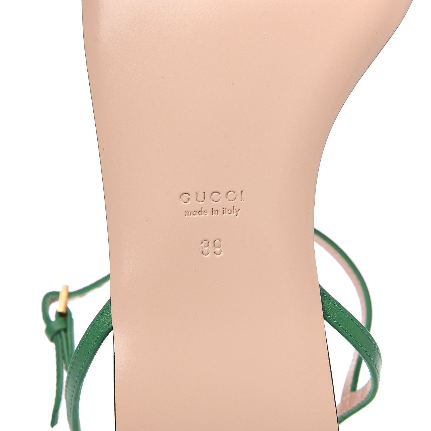 Gucci Lifford Calfskin GG Marmont Ankle Wrap Flat Sandals 39 New Shamarock 6 of 7