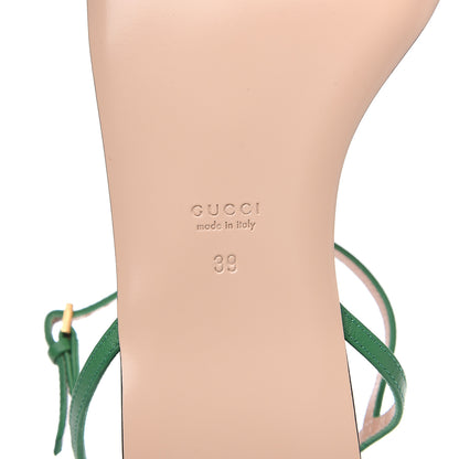 Gucci Lifford Calfskin GG Marmont Ankle Wrap Flat Sandals 39 New Shamarock 6 of 7