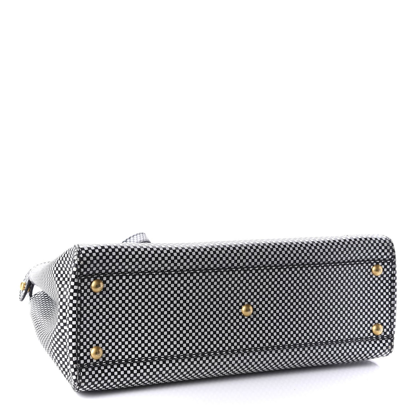 Pequin Checkered Medium Peekaboo Iconic Satchel Black White