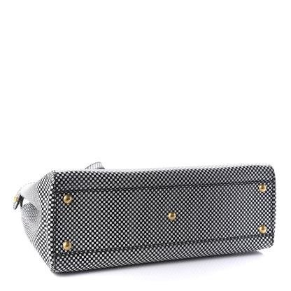 Fendi Pequin Checkered Medium Peekaboo Iconic Satchel Black White 5 of 12