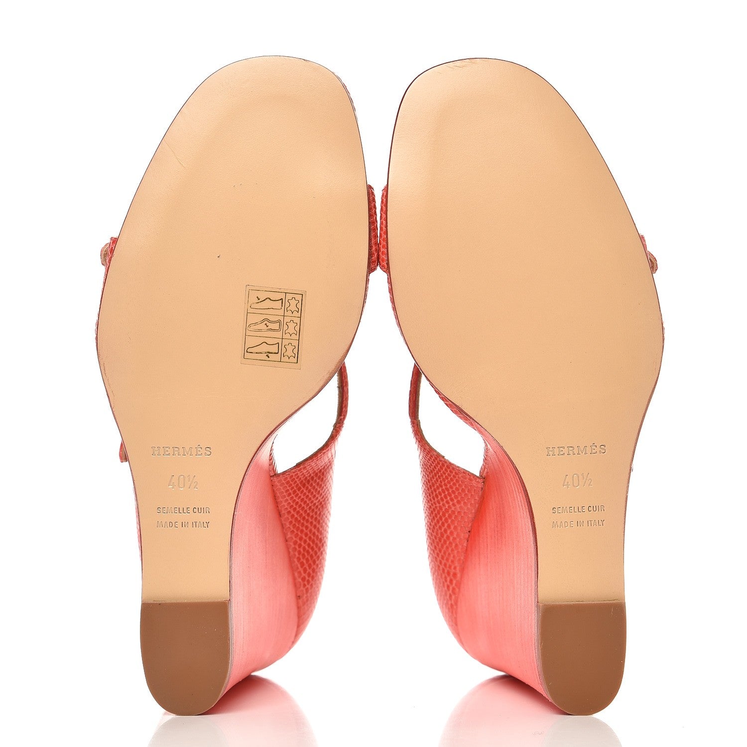 Hermes Lizard Dual Strap Wedge Sandals 40.5 Bougainvillea 5 of 10