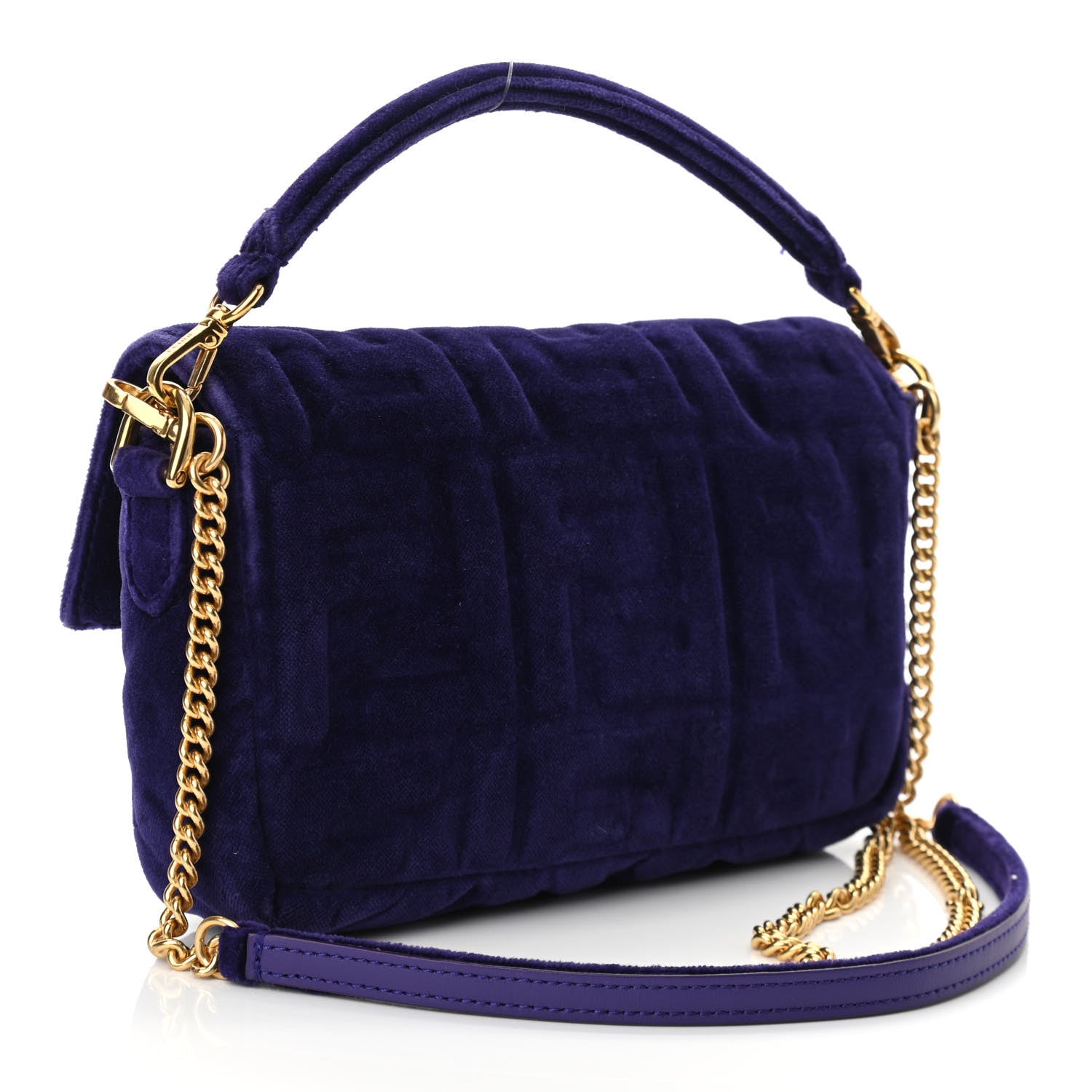 Fendi Velluto FF Embossed Mini Baguette Viola Plus 3 of 12