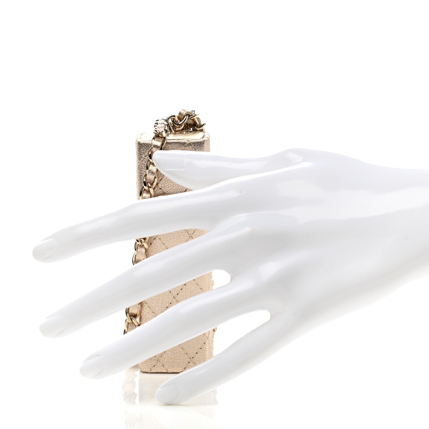 Chanel Metallic Lambskin Lipstick Case On Chain Gold 2 of 7