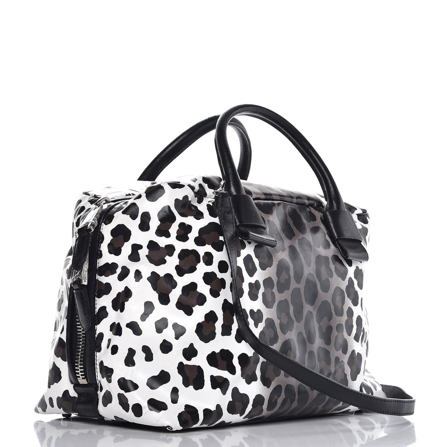 Coated Lambskin Leopard Print Antonia Tote Natural
