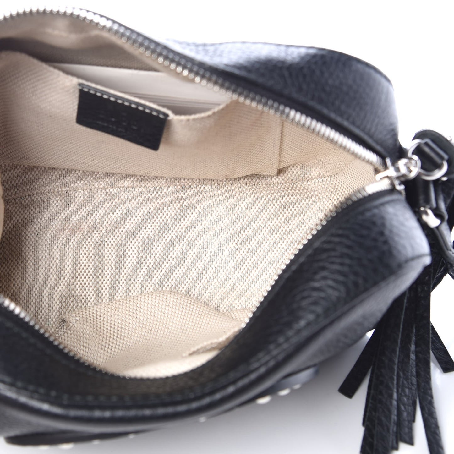 Pebbled Calfskin Studded Small Soho Disco Bag Black