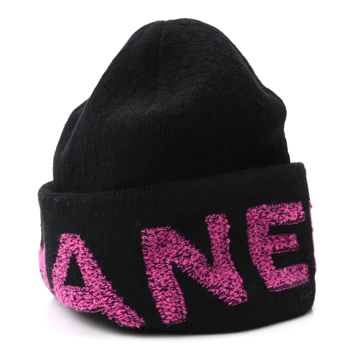 Cashmere Logo Beanie Hat Black Fuchsia