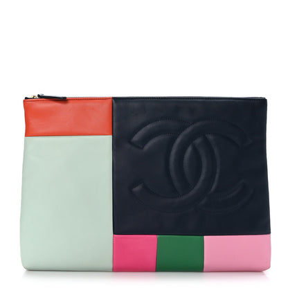 Chanel Lambskin Colorblock Cosmetic Case Multicolor 1 of 9