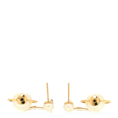 Christian Dior Pearl Tribales Dangle Chain Earrings Gold 3 of 5