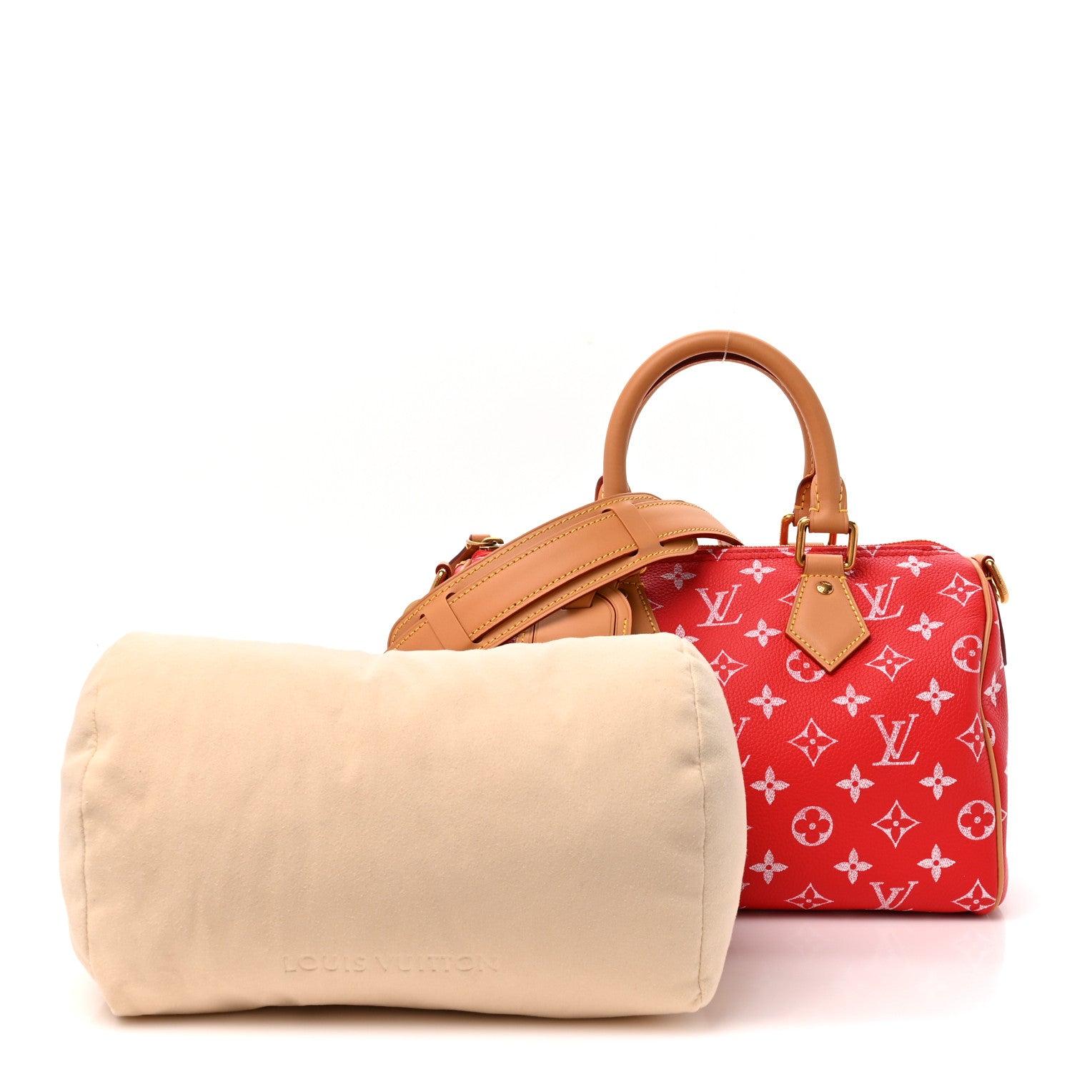 Louis Vuitton Soft Calfskin Monogram Speedy P9 Bandouliere 25 Red 3 of 12