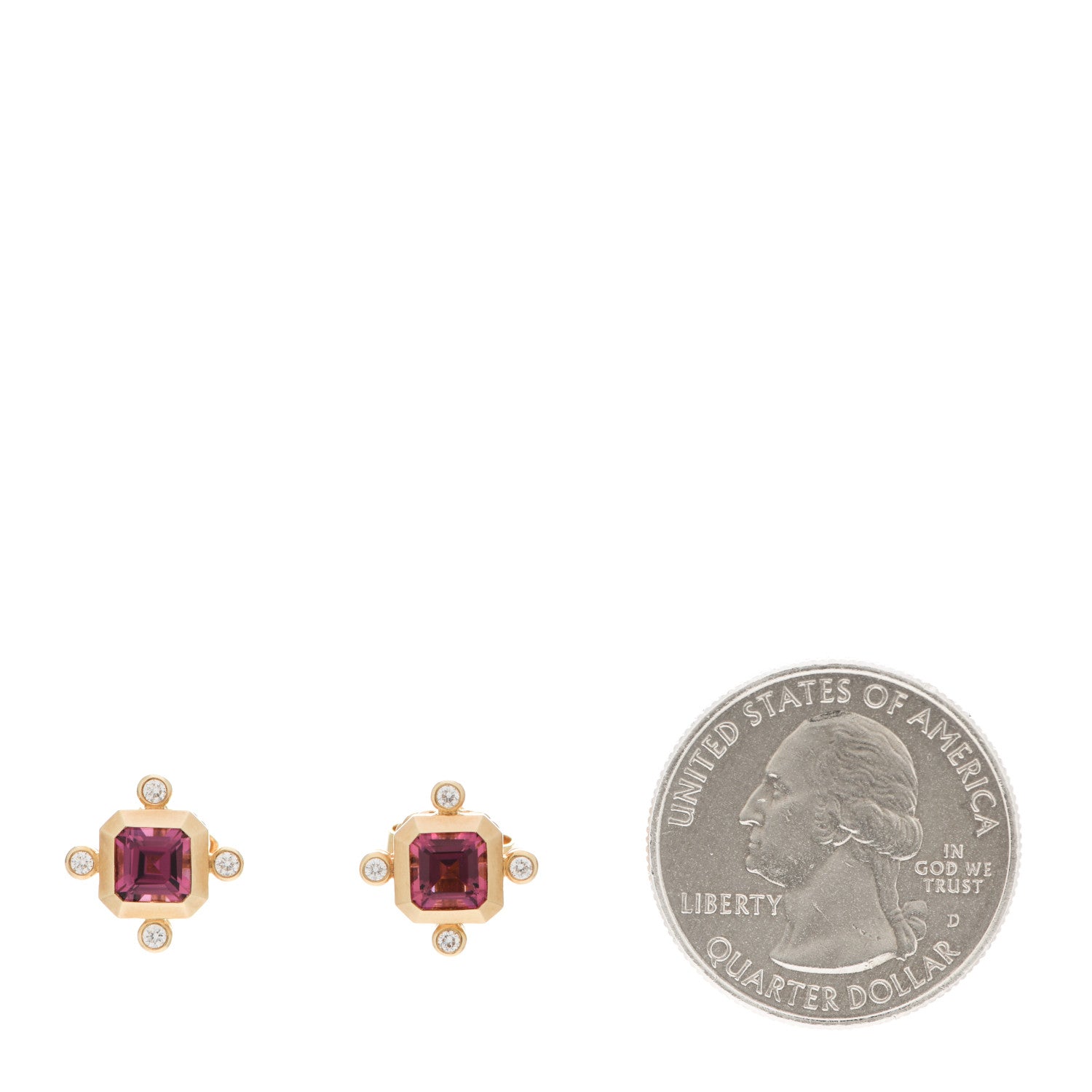 David Yurman 18K Yellow Gold Diamond Pink Tourmaline Novella Stud Earrings 2 of 4