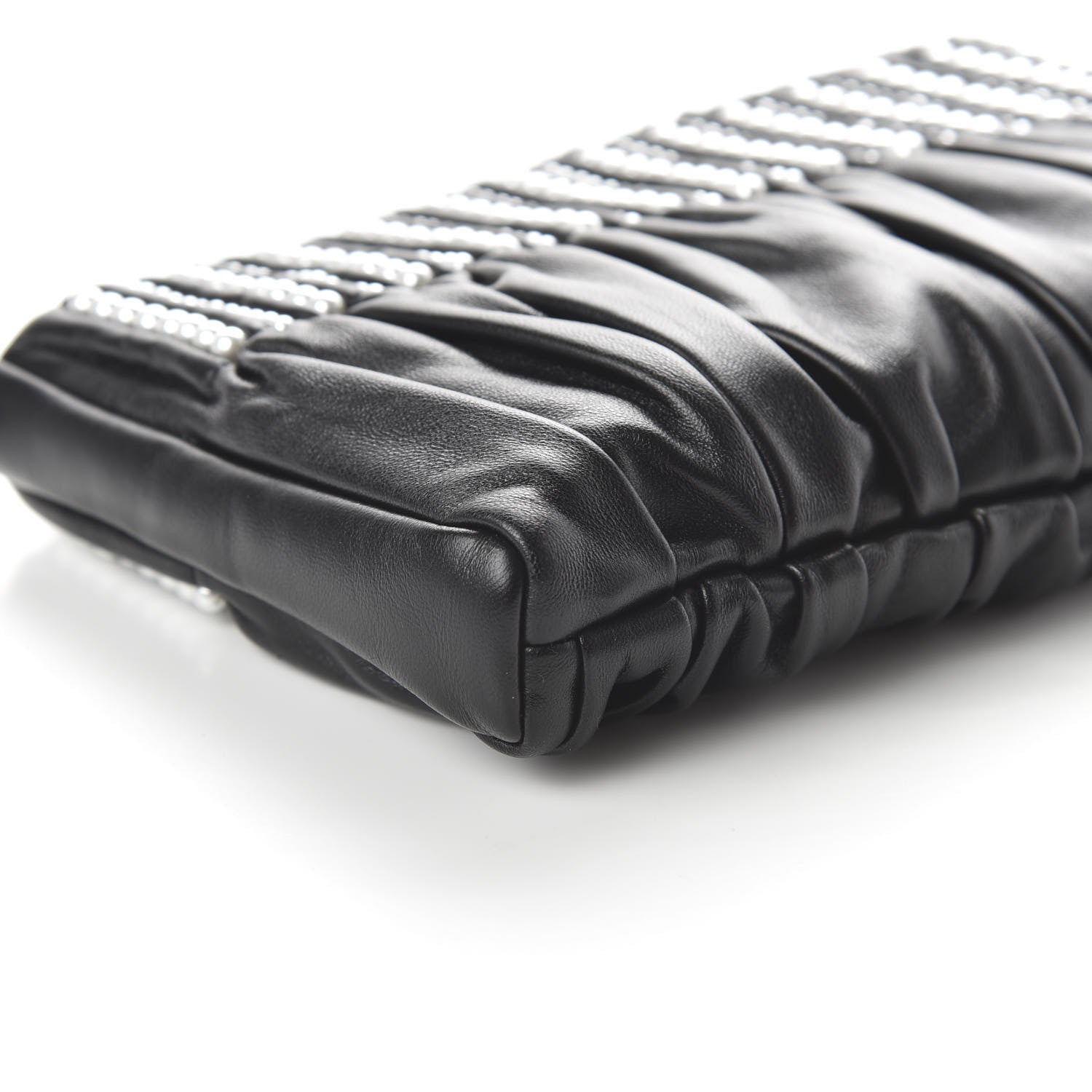 Chanel Lambskin Pearl Wristlet Clutch Black 6 of 10