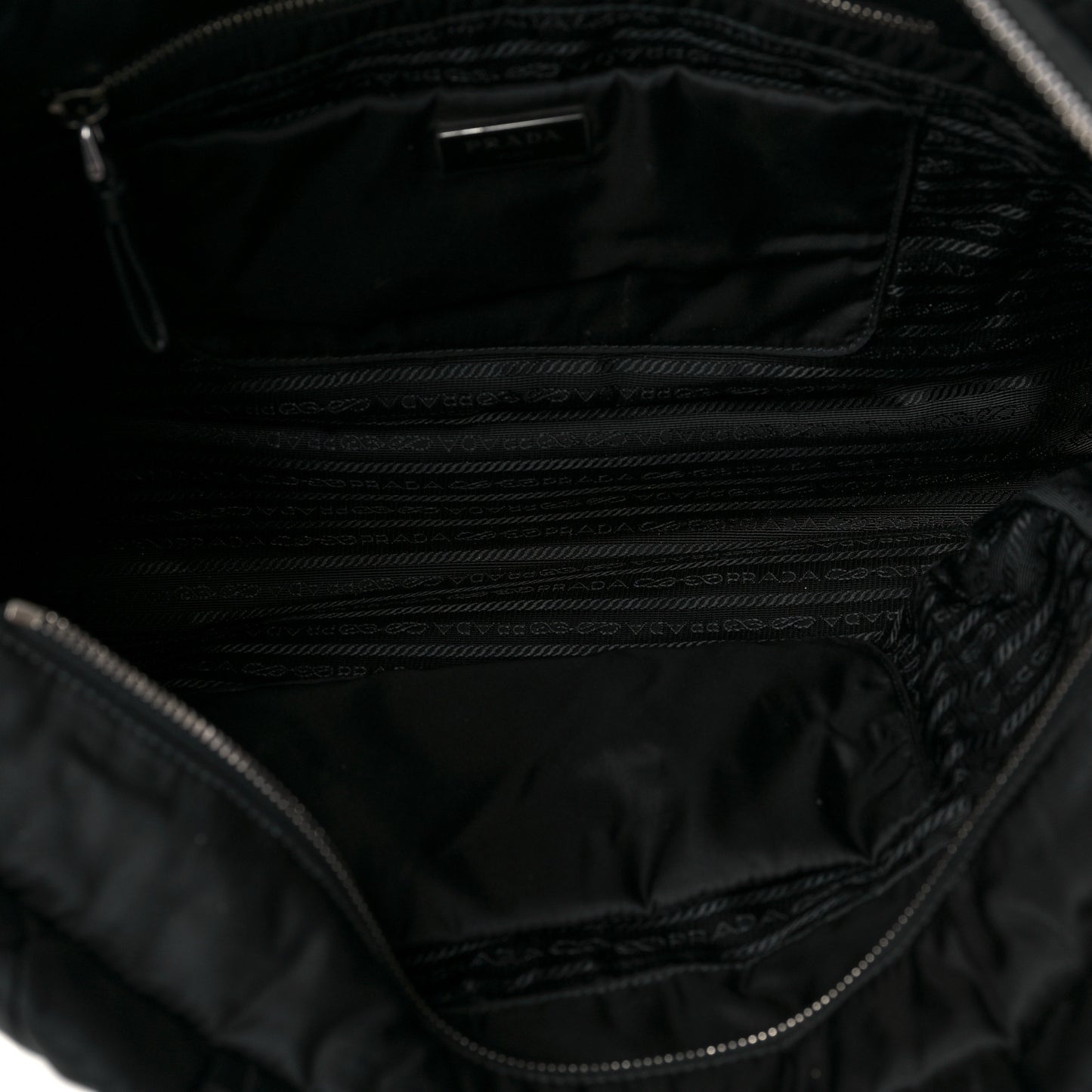 Tessuto Nylon Quilted Shopping Tote Black