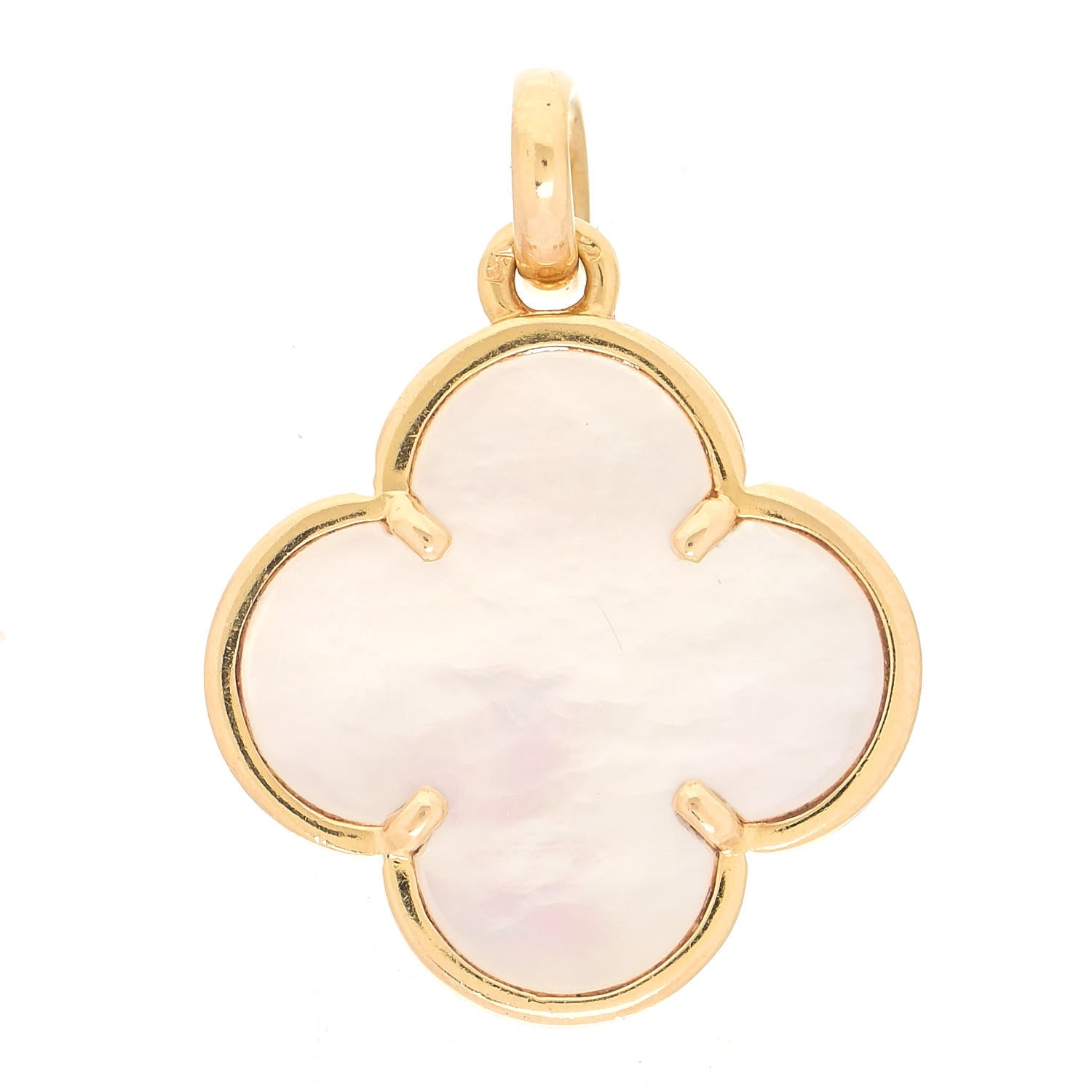 Van Cleef & Arpels 18K Yellow Gold Mother of Pearl Magic Alhambra Pendant 3 of 6