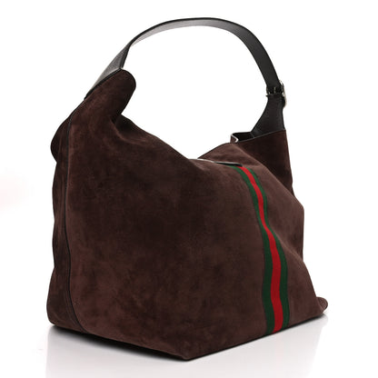 Gucci Suede Textured Dollar Calfskin Web Medium Jackie 1961 Crossbody Bag Brown 4 of 11