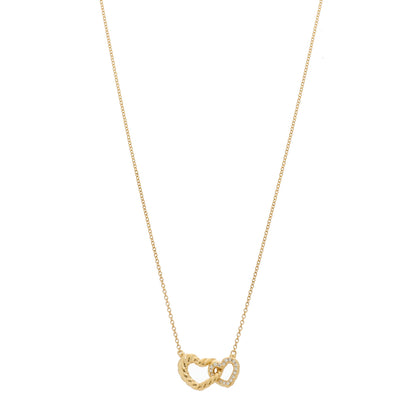 David Yurman 18K Yellow Gold Diamond Cable Collectibles Interlocking Heart Pendant Necklace 1 of 6
