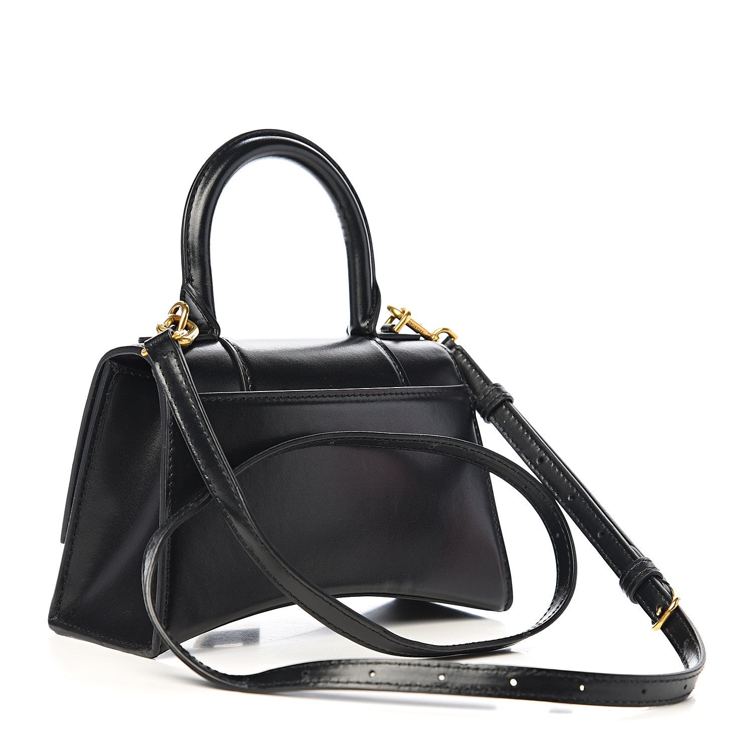 Balenciaga Shiny Box Calfskin Hourglass Top Handle Bag XS Black 2 of 14