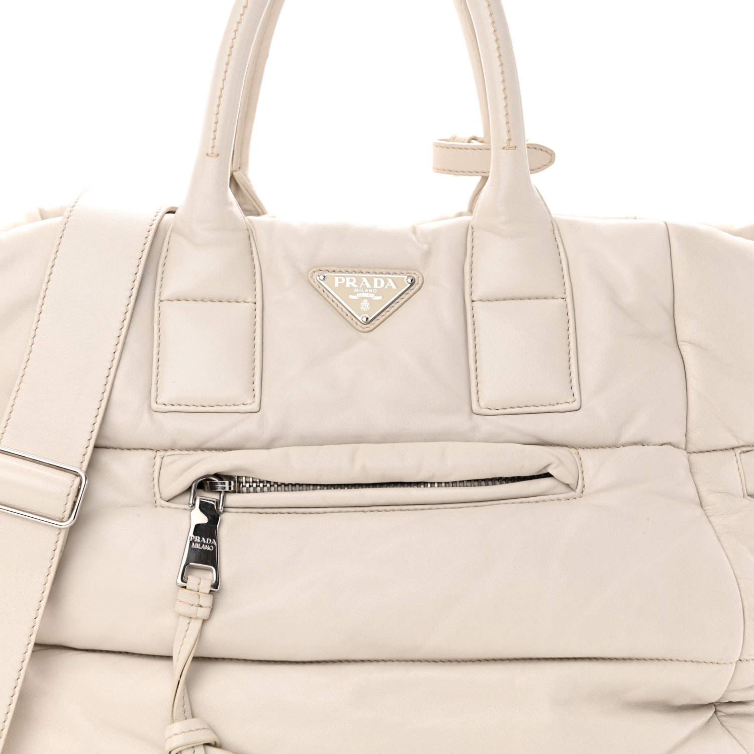 Prada Nappa Bomber Tote Bianco 7 of 11