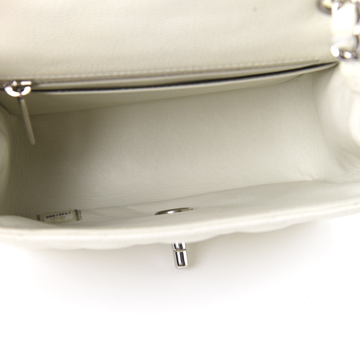 Caviar Quilted Mini Square Flap White