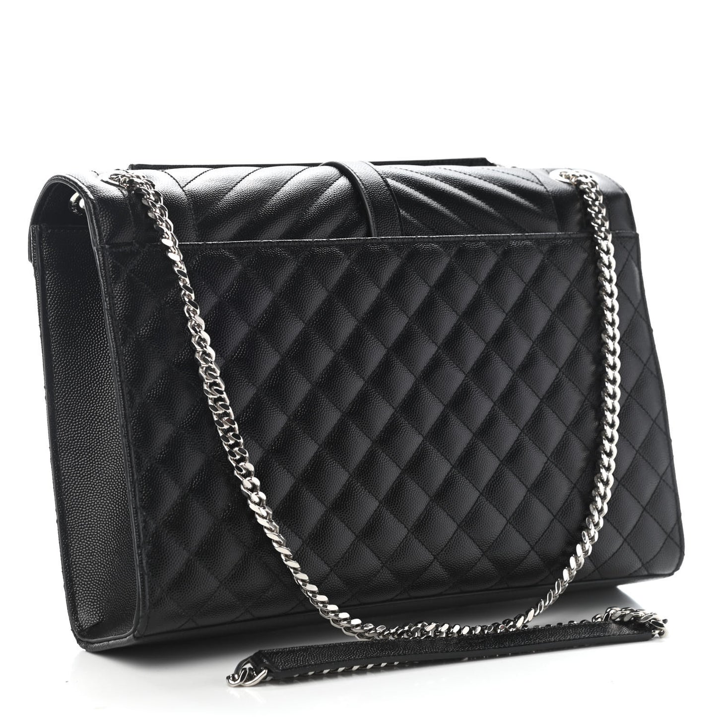 Grain De Poudre Textured Mixed Matelasse Large Triquilt Monogram Satchel Black