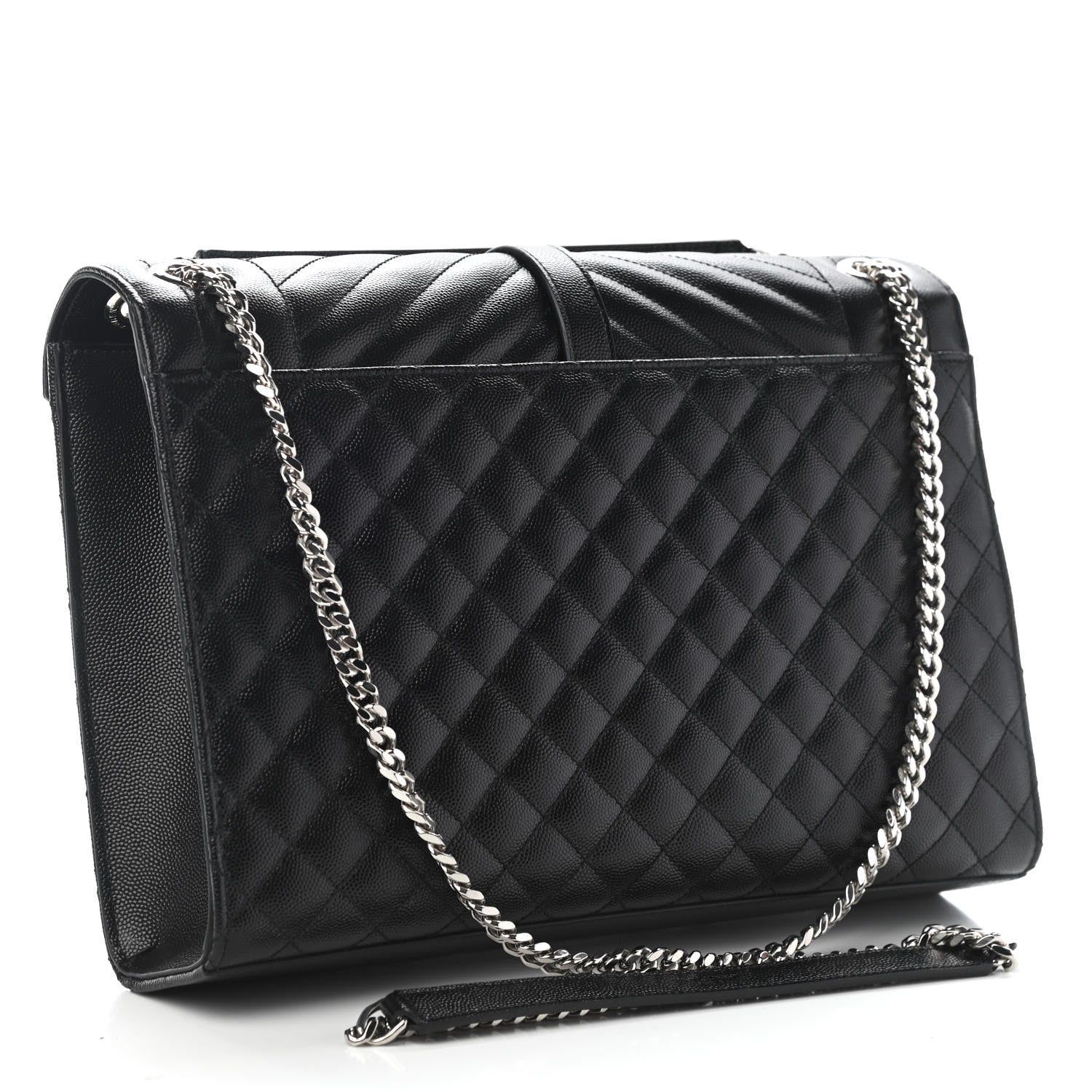 Saint Laurent Grain De Poudre Textured Mixed Matelasse Large Triquilt Monogram Satchel Black 3 of 11