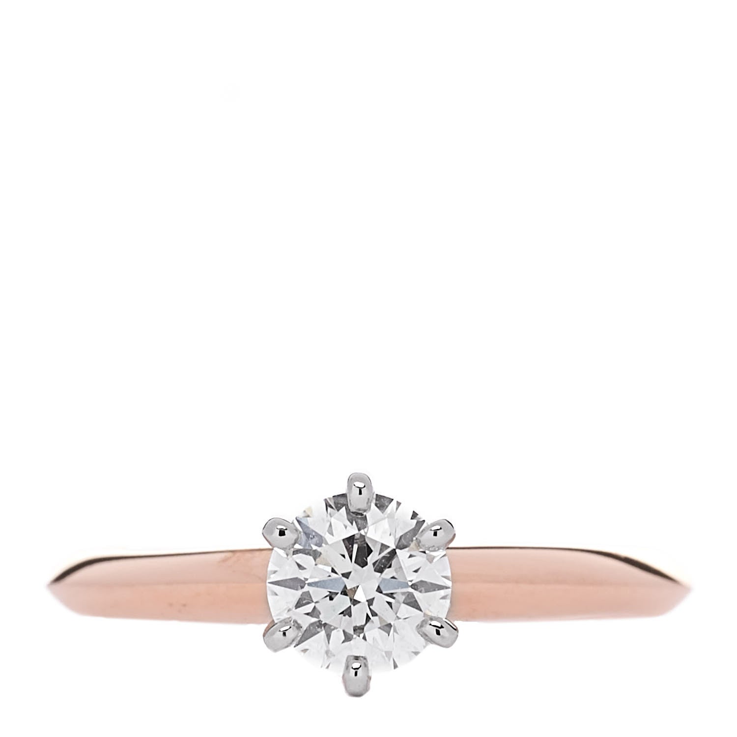 Tiffany 18K Rose Gold Platinum Diamond .44ct Solitaire Engagement Ring 45 3.25 1 of 7