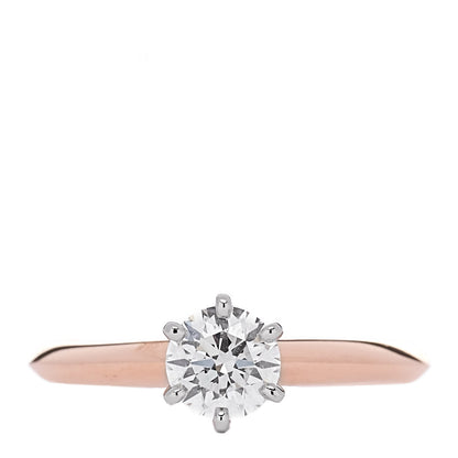 Tiffany 18K Rose Gold Platinum Diamond .44ct Solitaire Engagement Ring 45 3.25 1 of 7