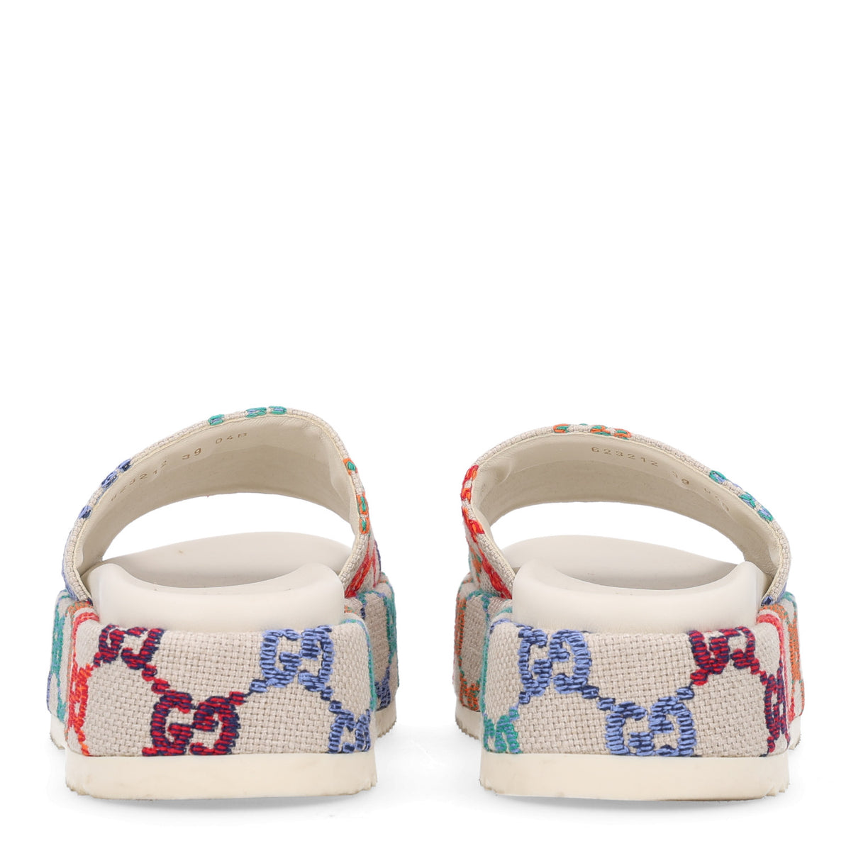 Linen Psychedelic Mini GG Monogram Angelina Platform 55mm Slide Sandals 39 Multicolor
