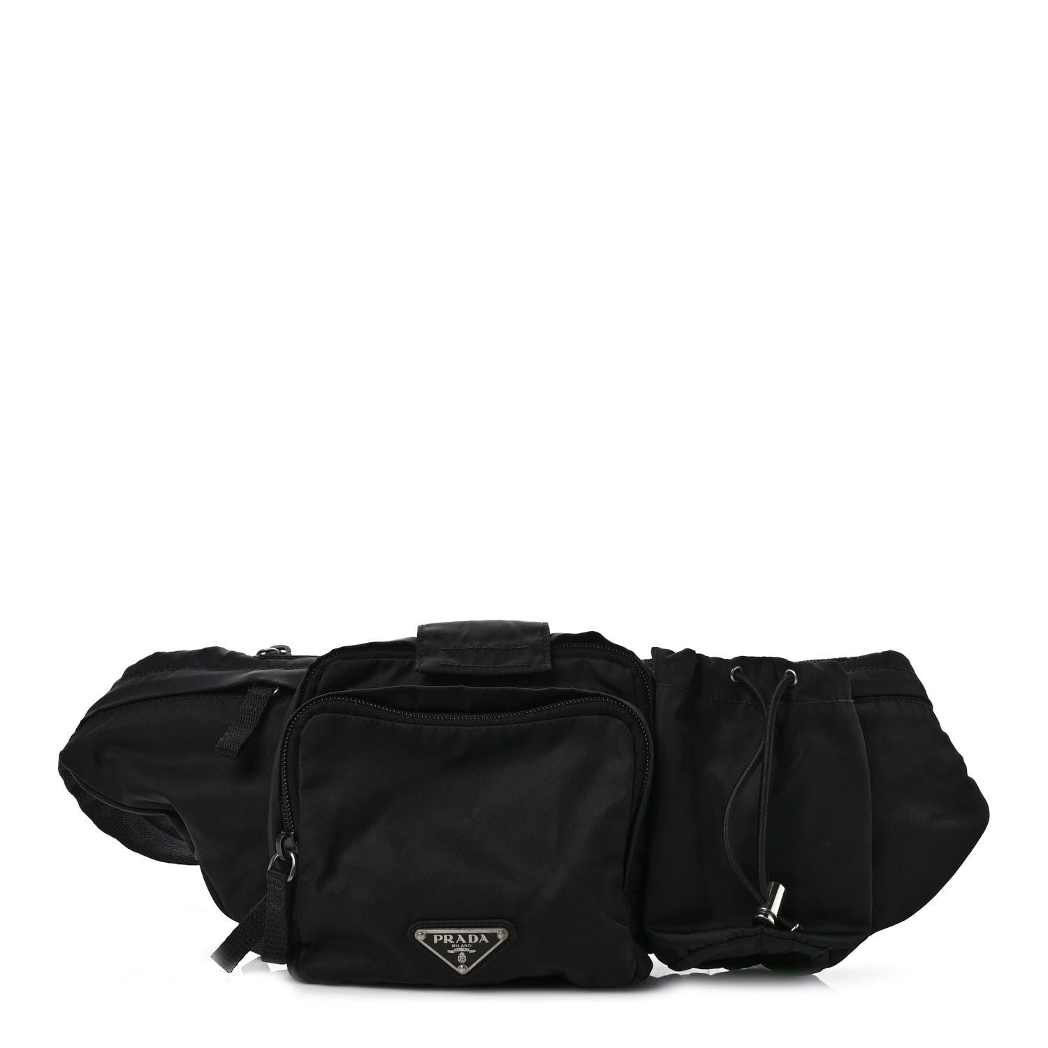 Prada Nylon Metal Triple Pocket Belt Bag Black 1 of 7