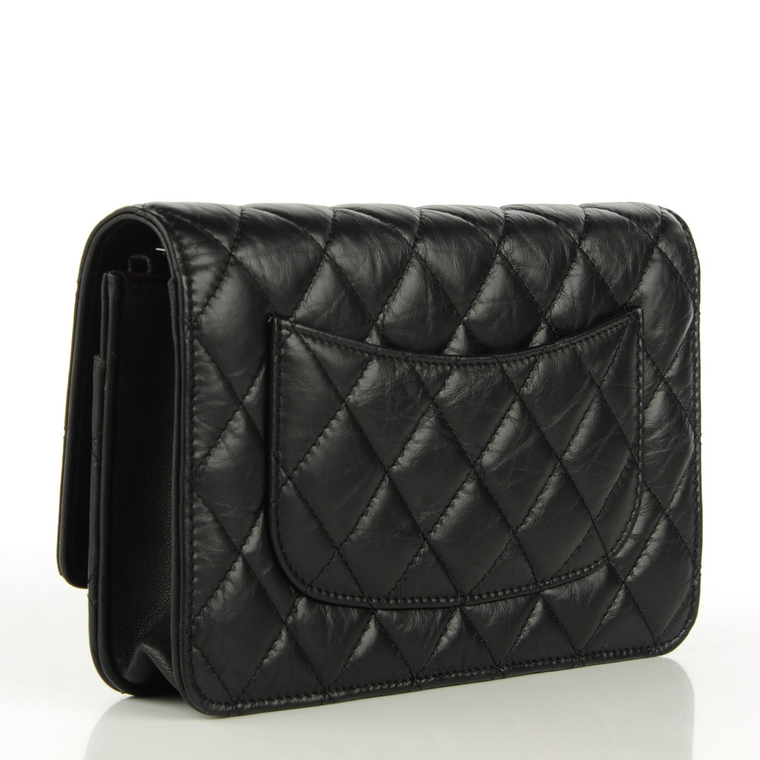 Chanel Aged Calfskin Reissue Wallet On Chain WOC Black 3 of 8