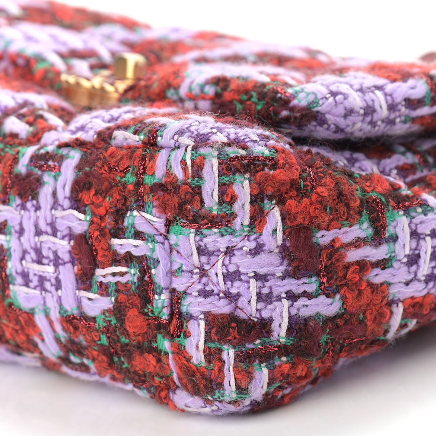 Tweed Quilted Medium Chanel 19 Flap Red Purple Green