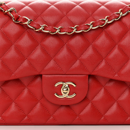 Chanel Caviar Quilted Jumbo Double Flap Red 8 of 13