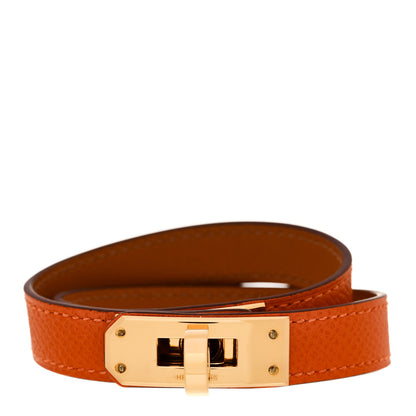 Hermes Epsom Kelly Double Tour Bracelet M Orange 1 of 6